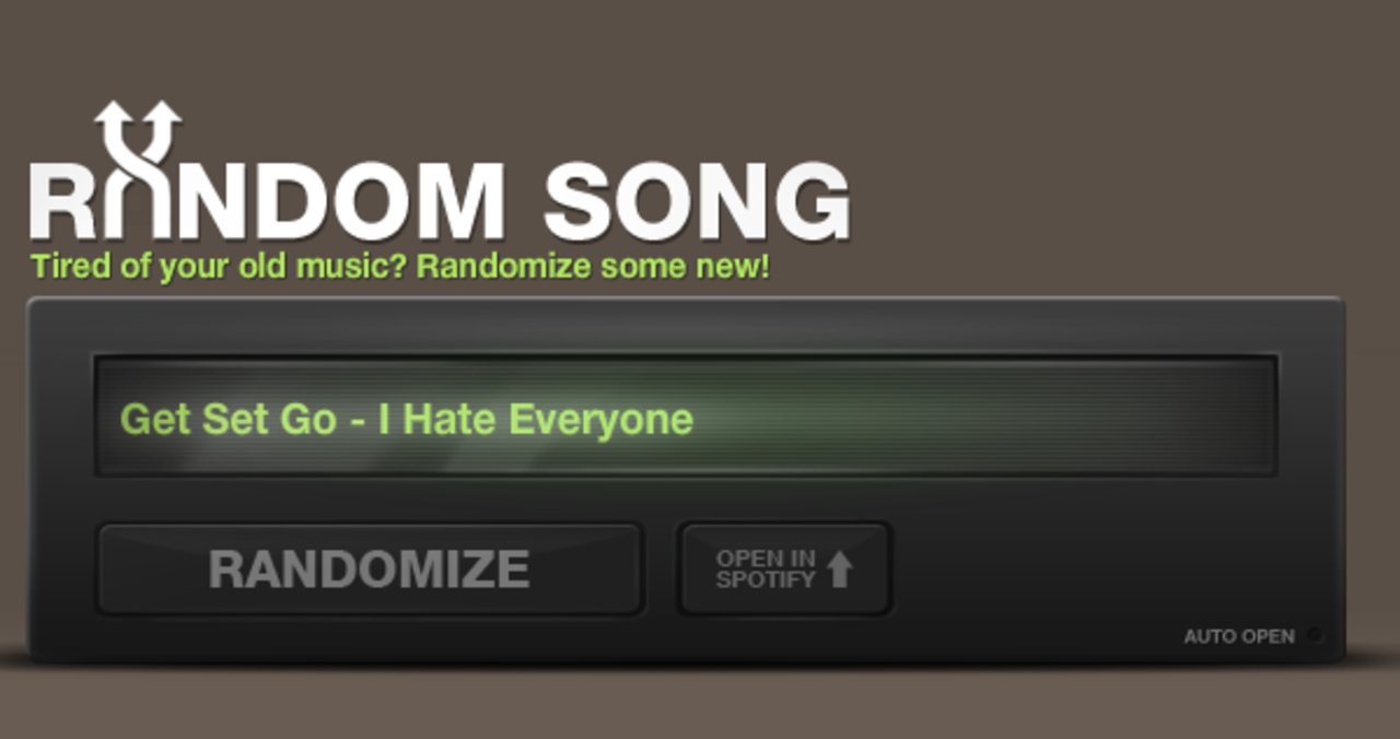 RandomSong slumpar musik från Spotify