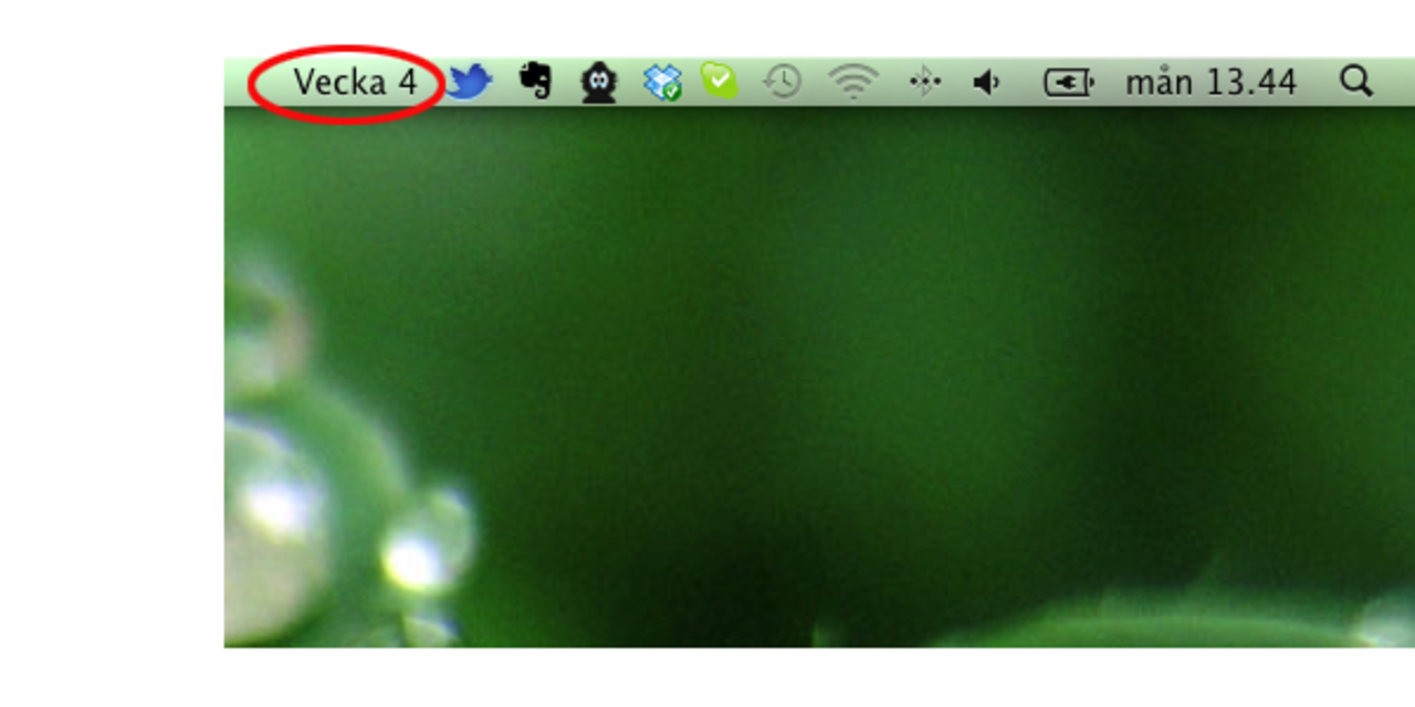Få veckonumret i menyraden