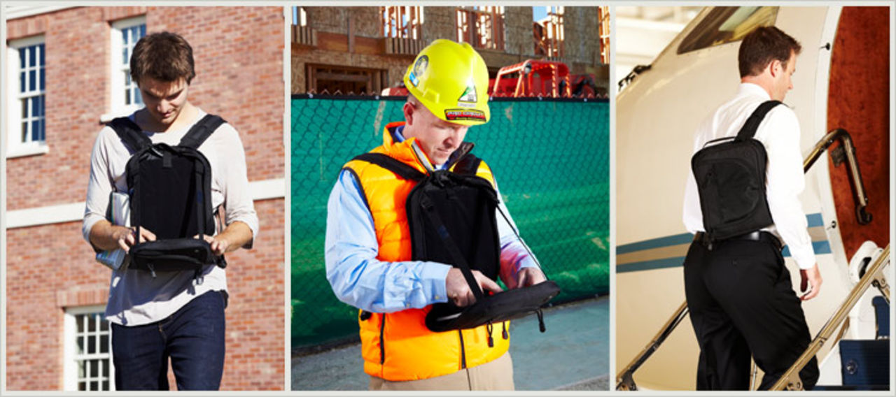 Väska för att ha paddan på magen