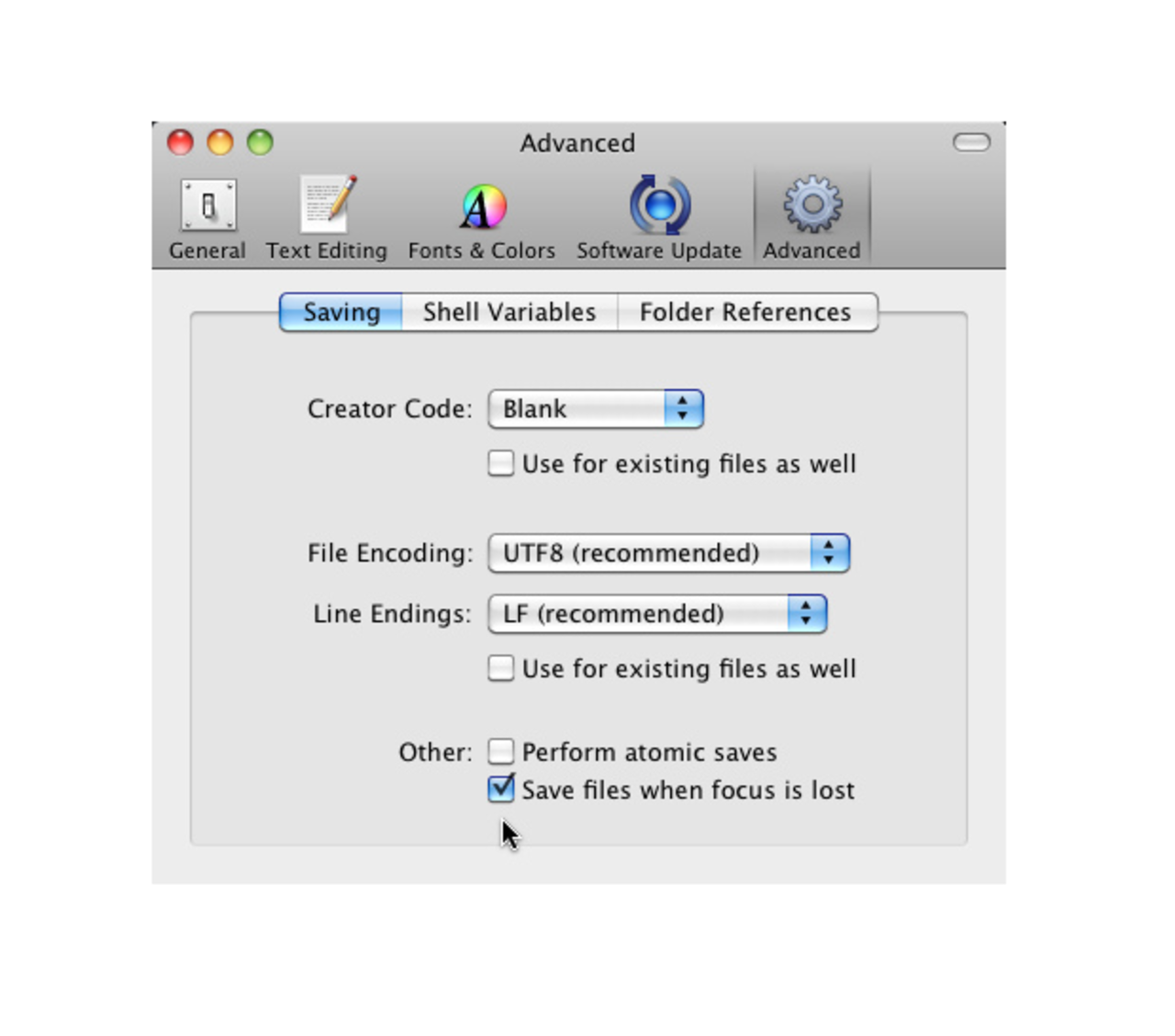 Visa upp inställningarna för ditt program