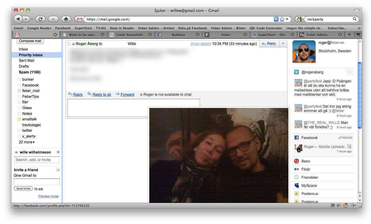 Gmail-pluginen Rapportive får Facebook-koppling