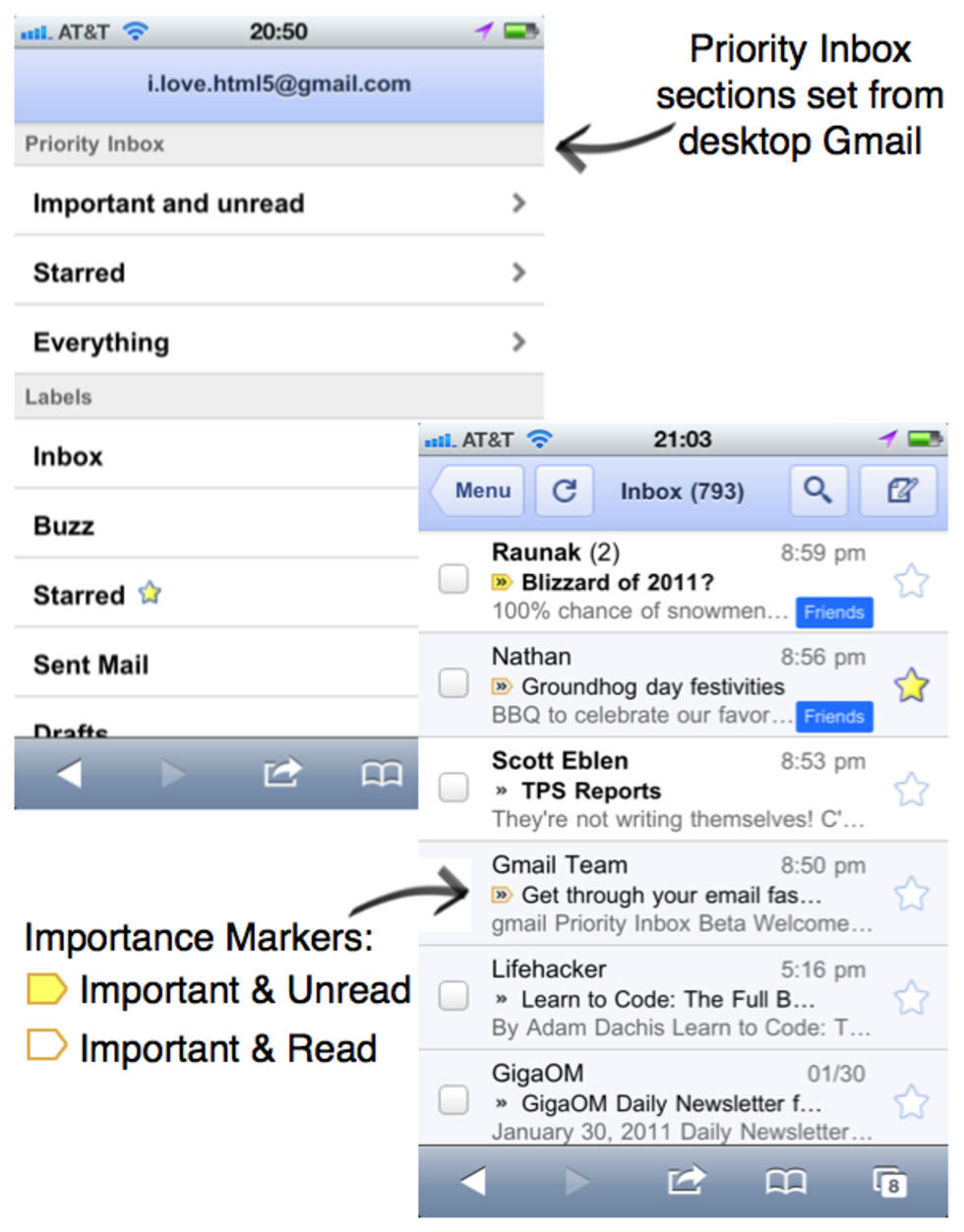 Nu finns Gmails priority inbox till mobilen