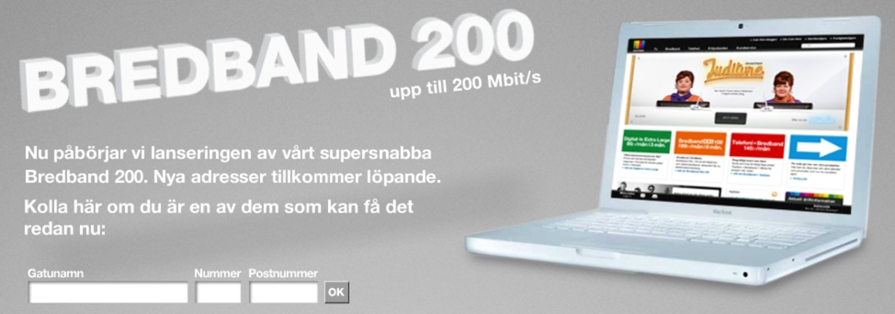 ComHem lanserar Bredband 200
