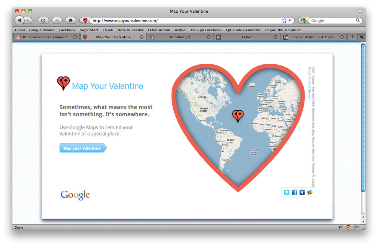 Skicka alla hjärtans dag-hälsning med Google Maps