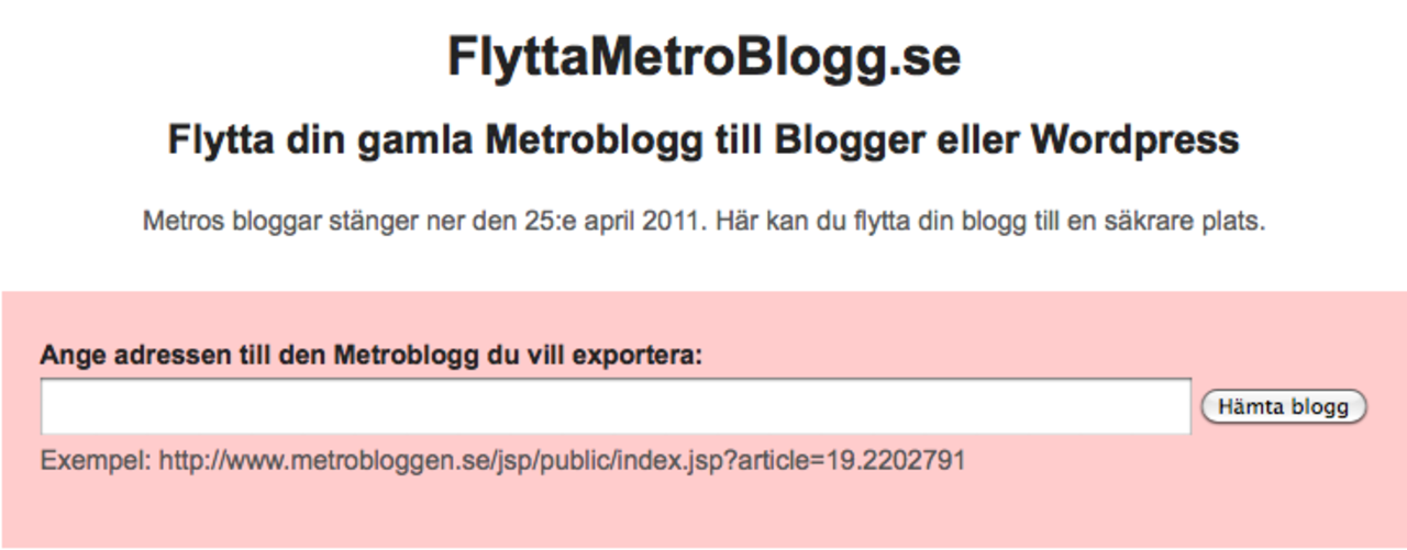 Rädda din Metroblogg
