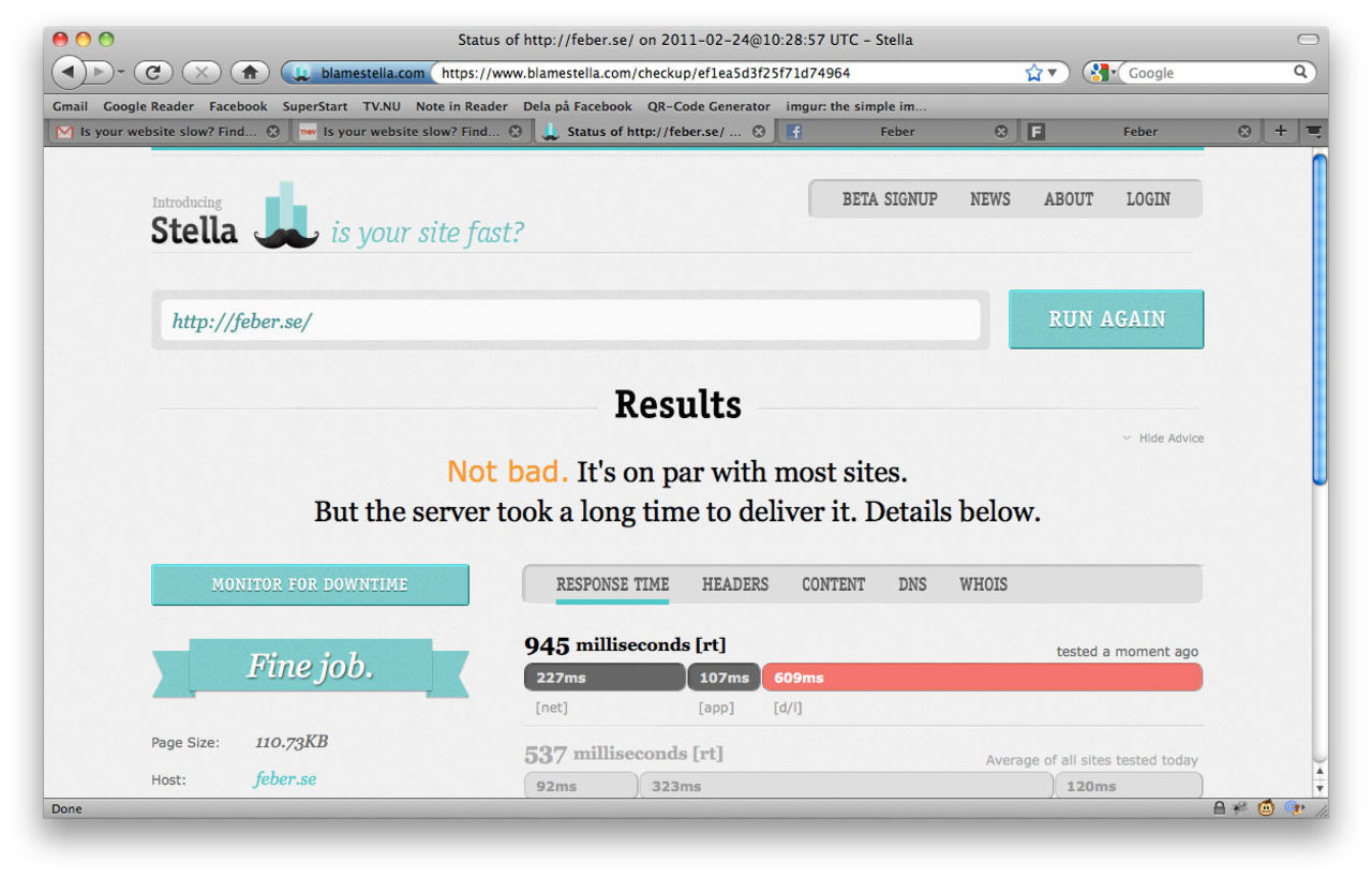 Kolla din webbsajts hastighet med Stella