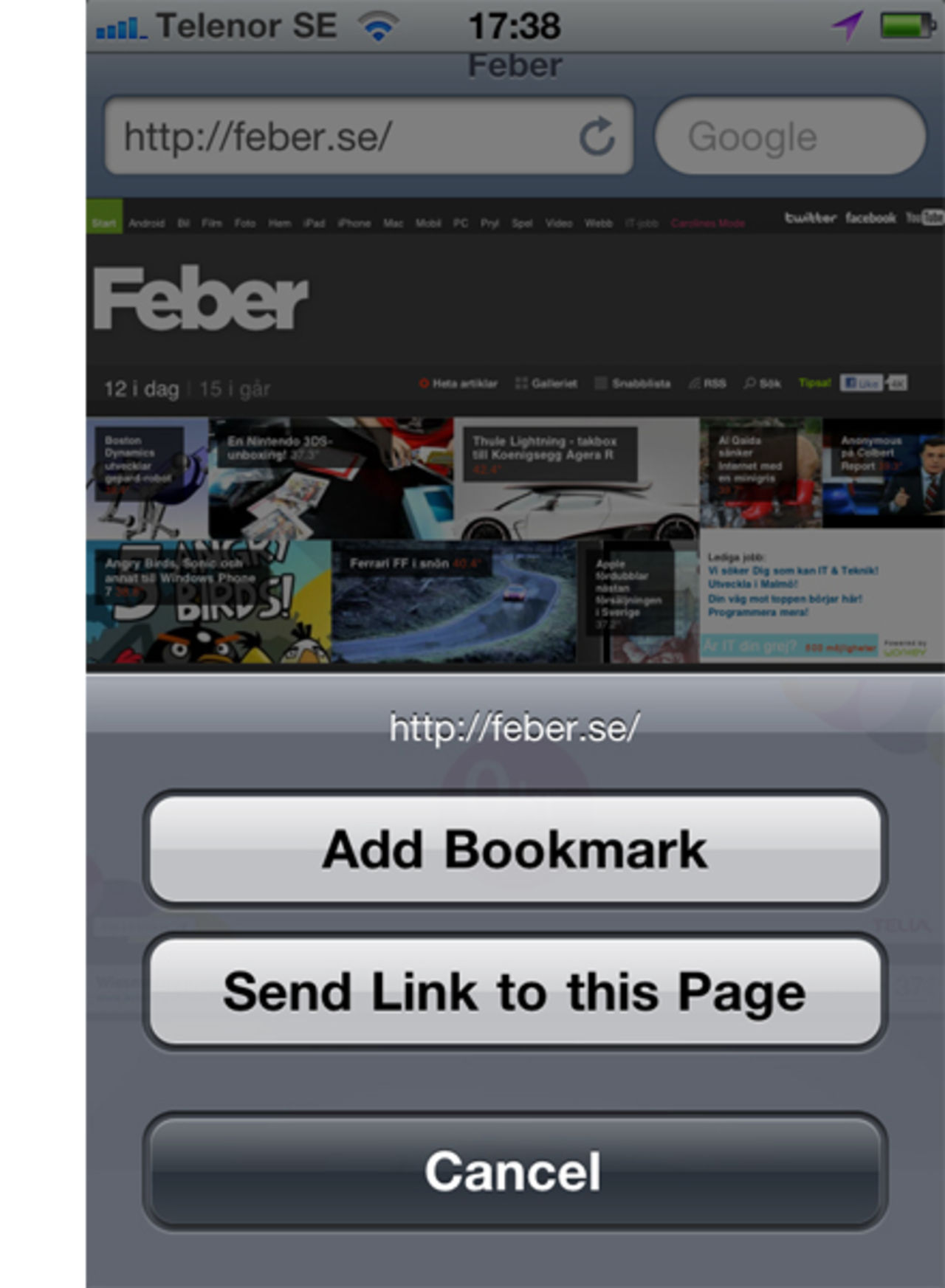 Skicka webbsidor från iOS till Chrome med Push Browser