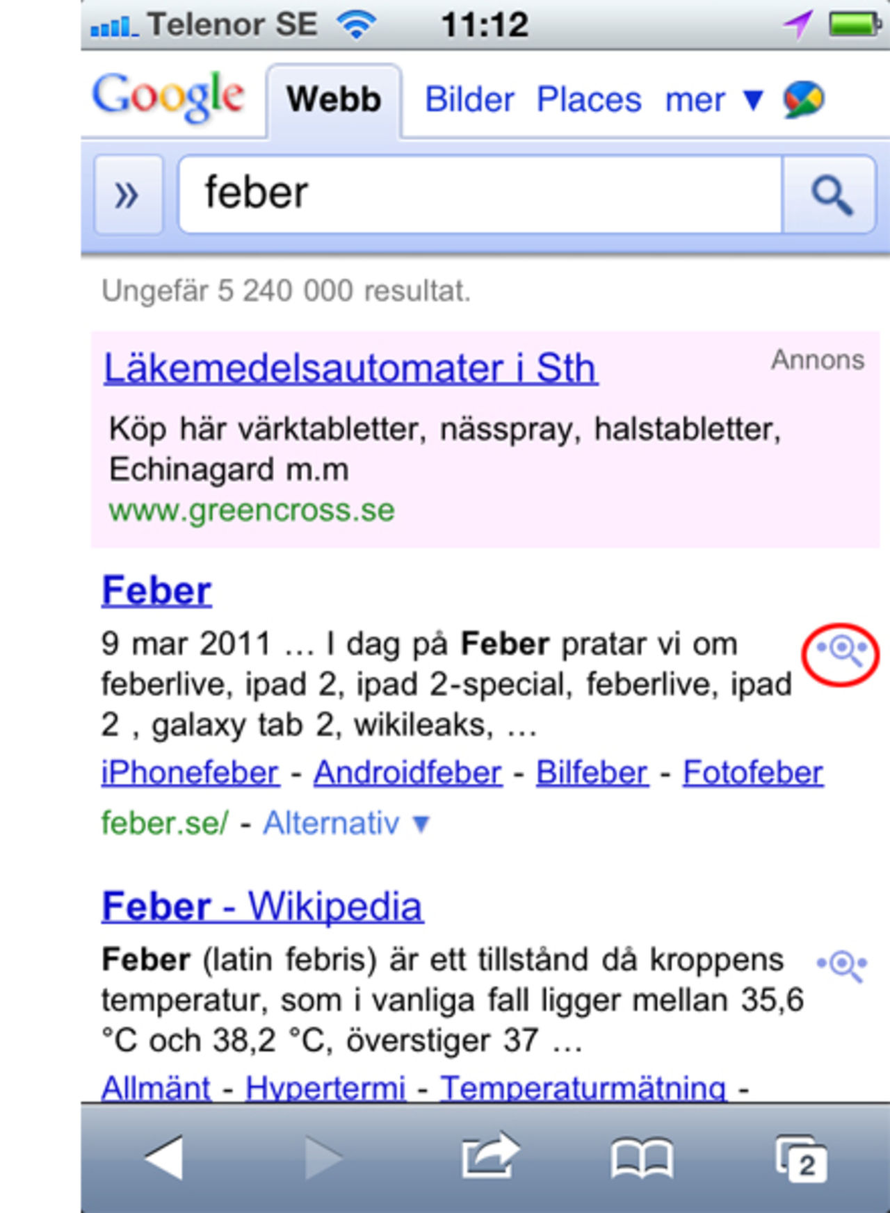 Googles Instant Preview till mobilen