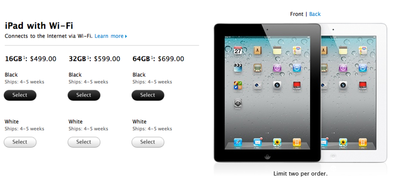 iPad 2 får 4-5 veckors leveranstid