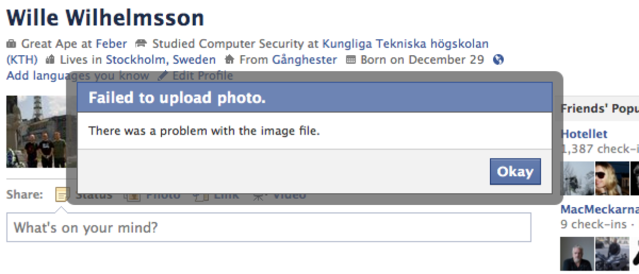 Problem med att ladda upp bilder till Facebook