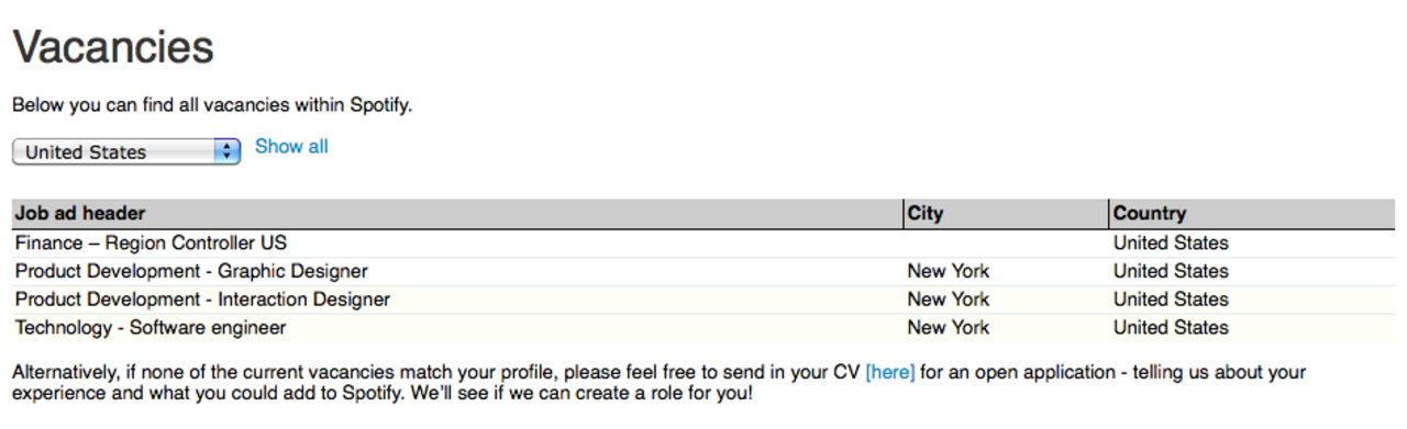 Spotify anställer i USA