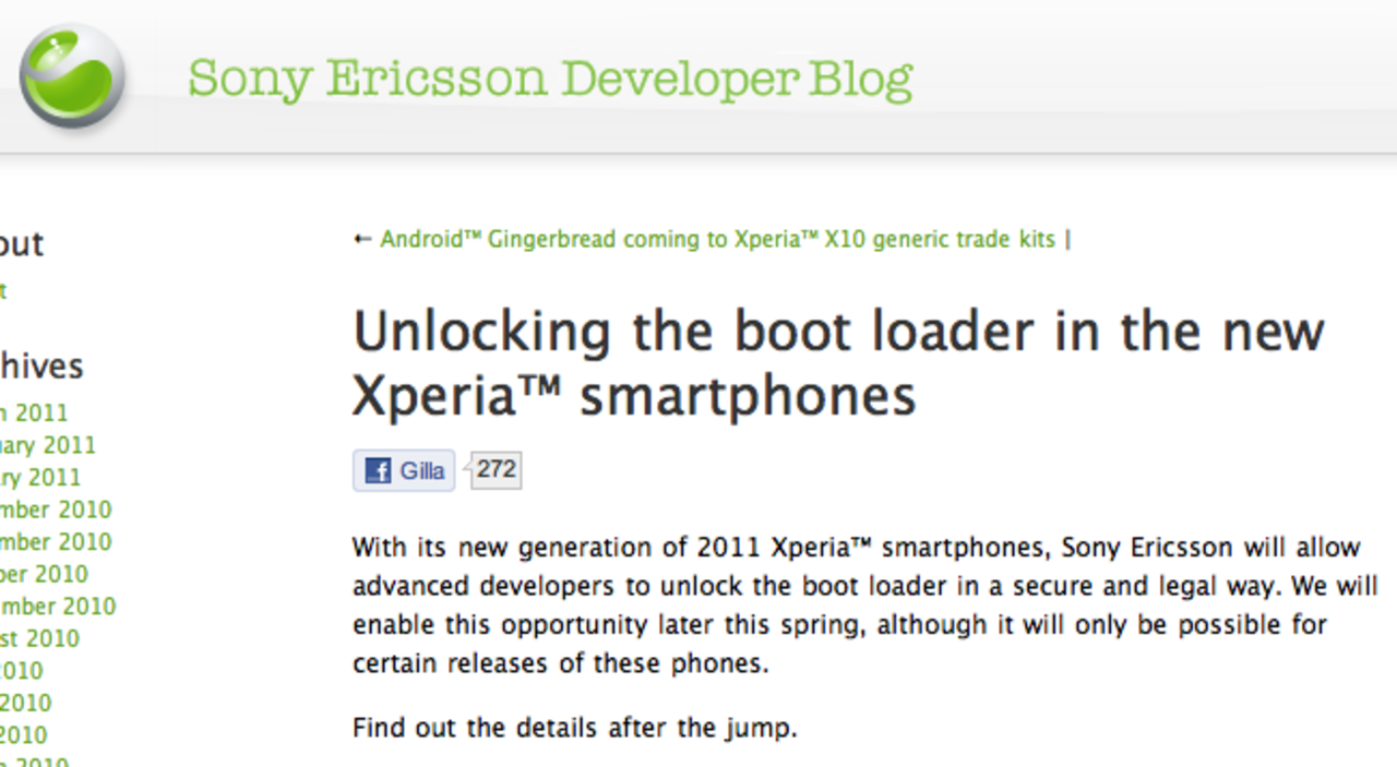 Sony Ericsson tillåter rootning av Xperia-lurarna