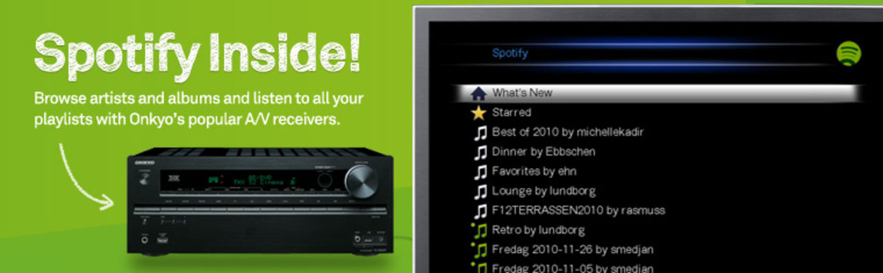 Onkyo bygger in Spotify
