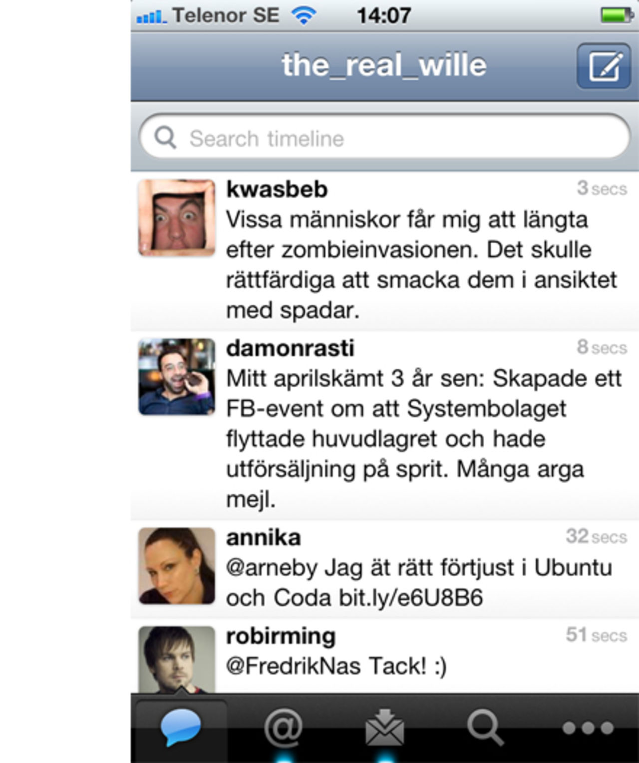 Twitter tar bort quickbaren i iPhone-klienten