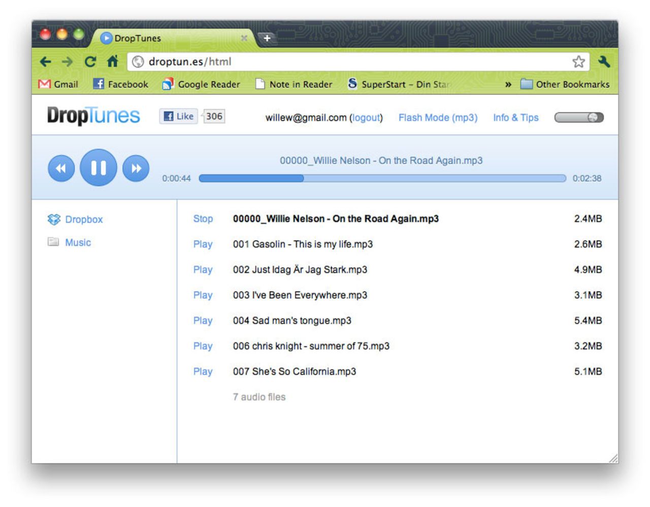DropTunes spelar upp din musik på DropBox