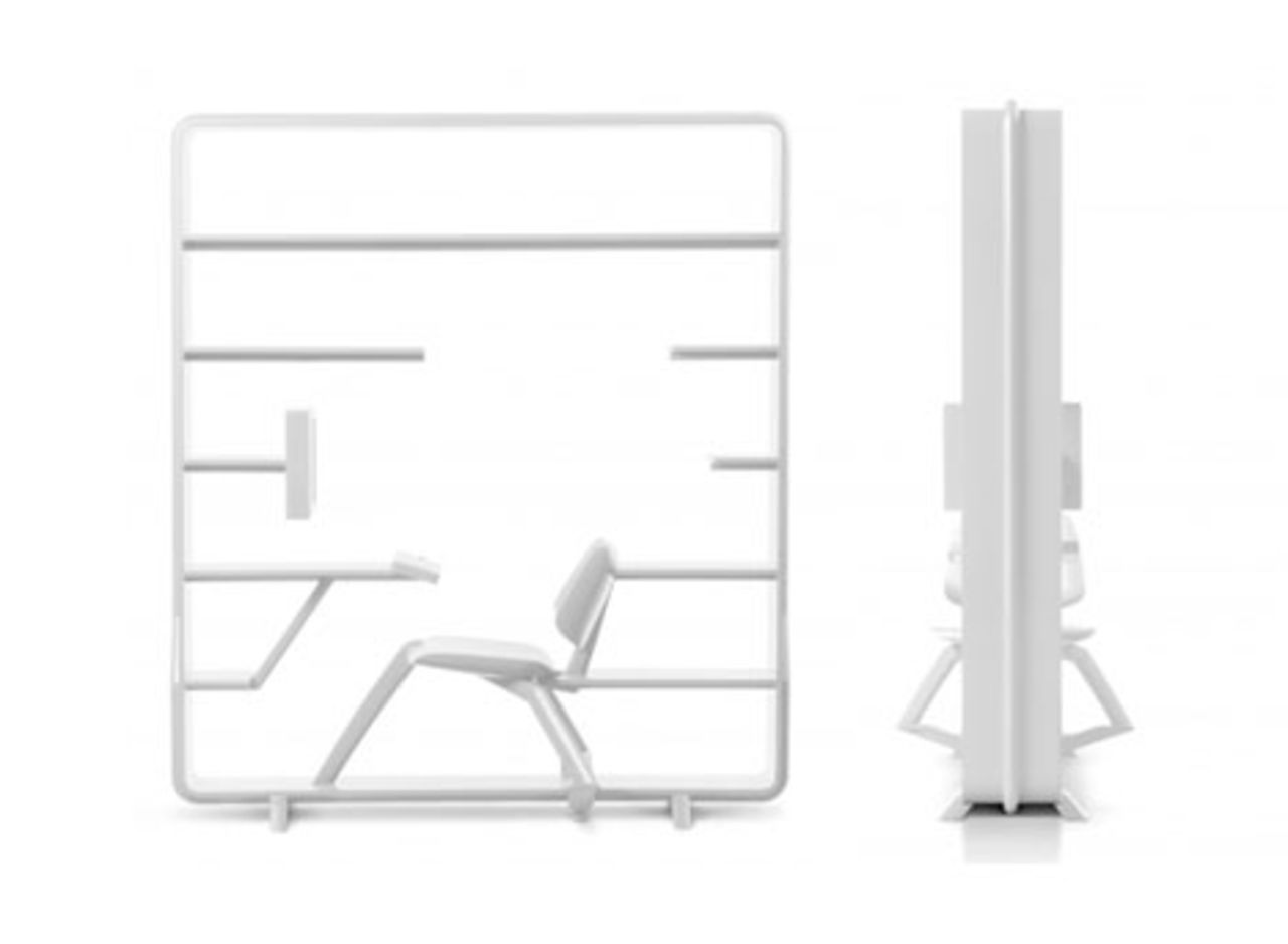 Arbetsplats i bokhyllan