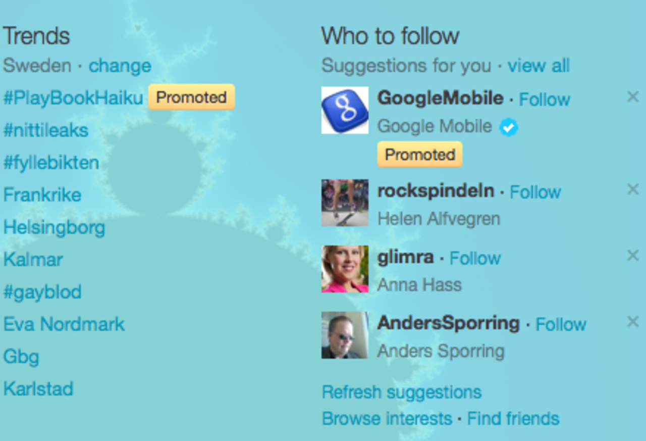 Trender på Twitter finns nu för Sverige