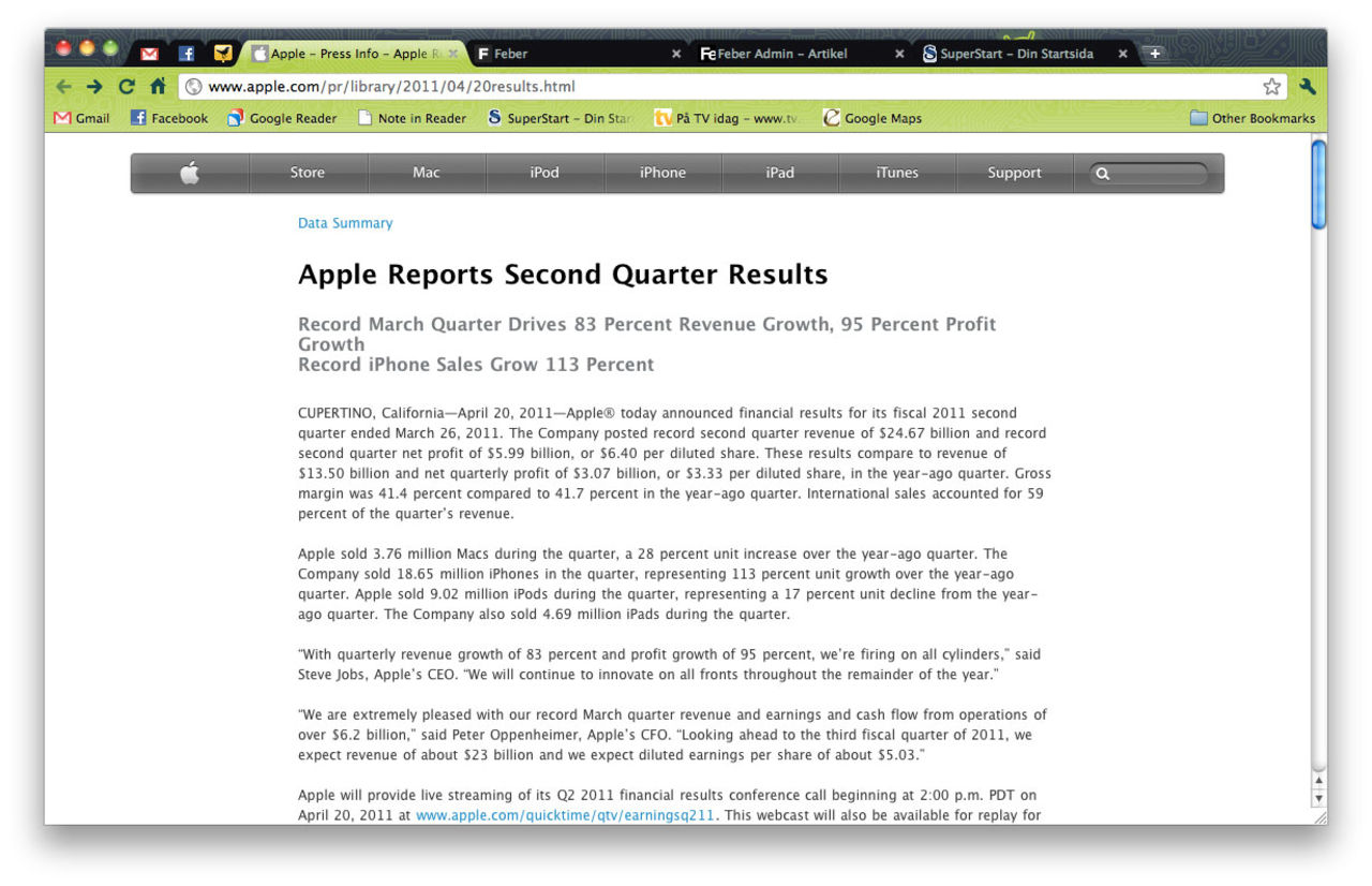 Rekordresultat från Apple