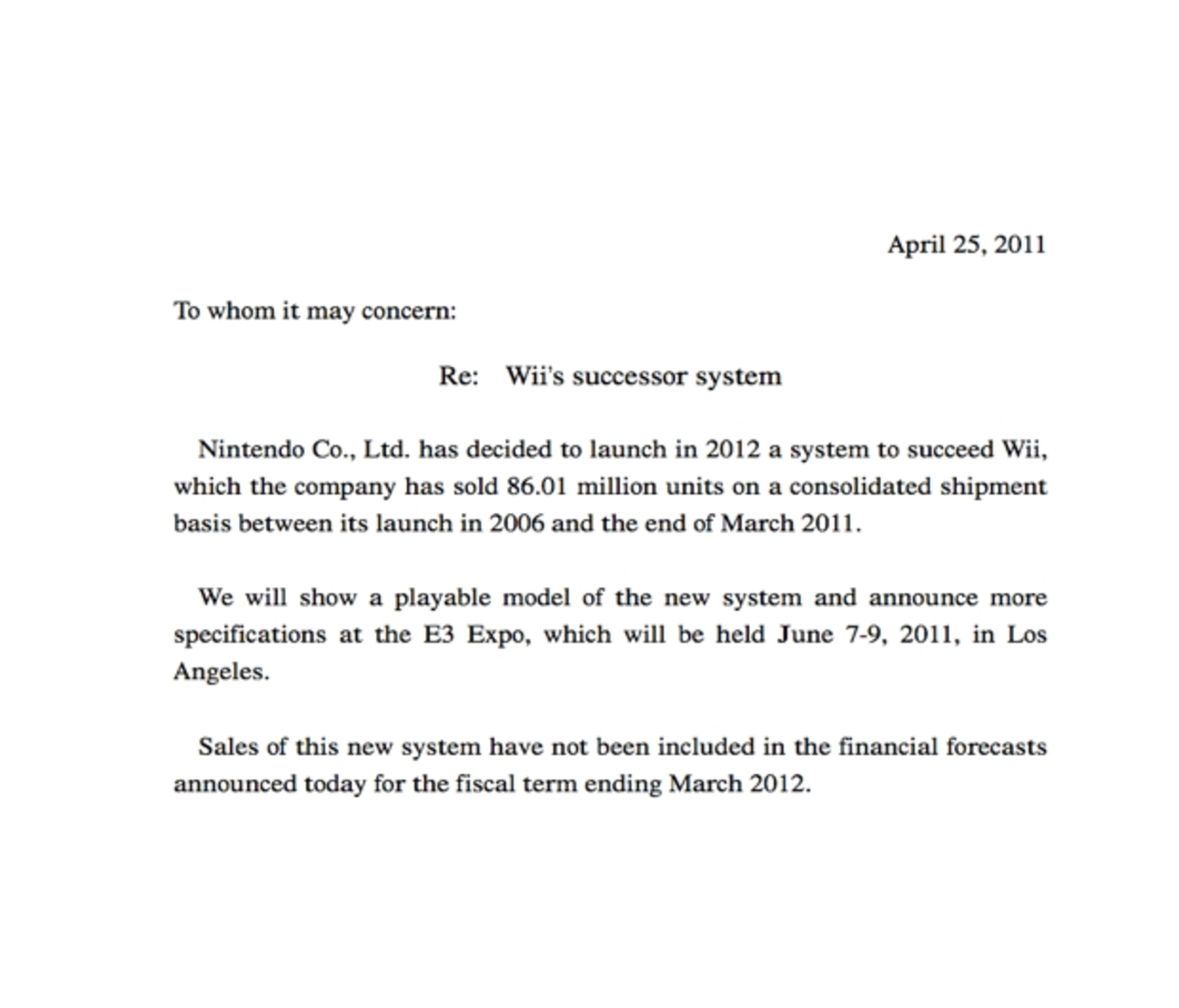 Ny Nintendo-konsol 2012