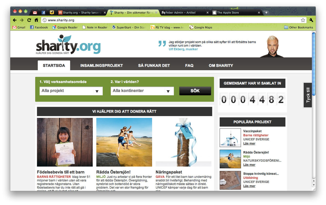 Sharity.org vill att du ska donera mera