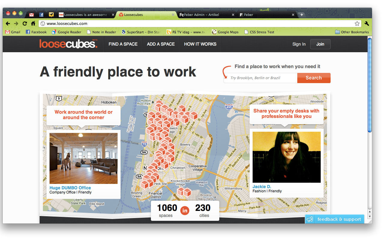LooseCubes - hyr eller hyr ut ett skrivbord någonstans i världen