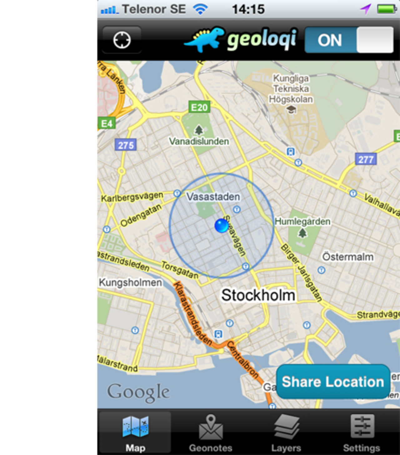 Geoloqi håller koll var du är