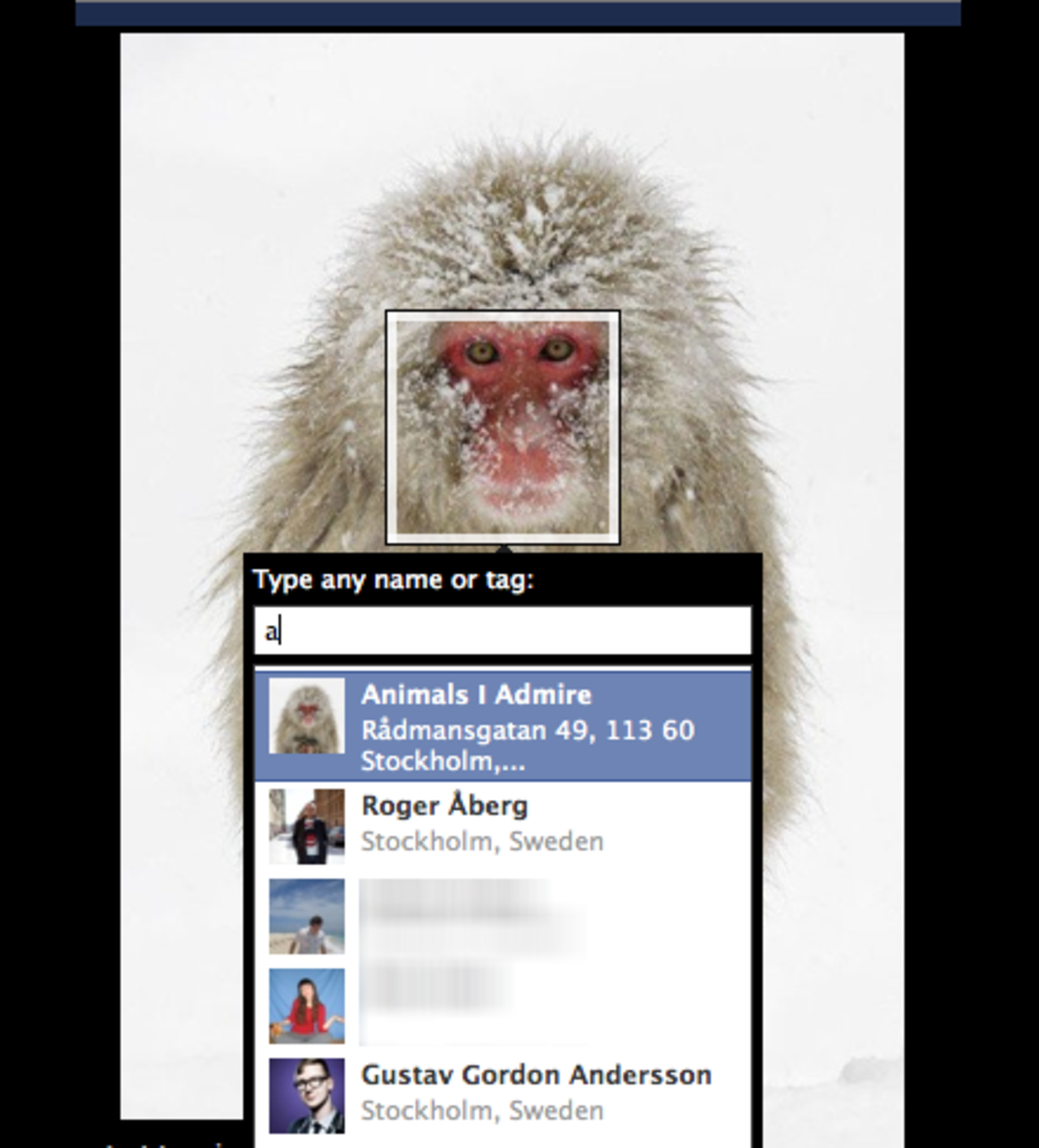 Tagga sidor på Facebook-foton