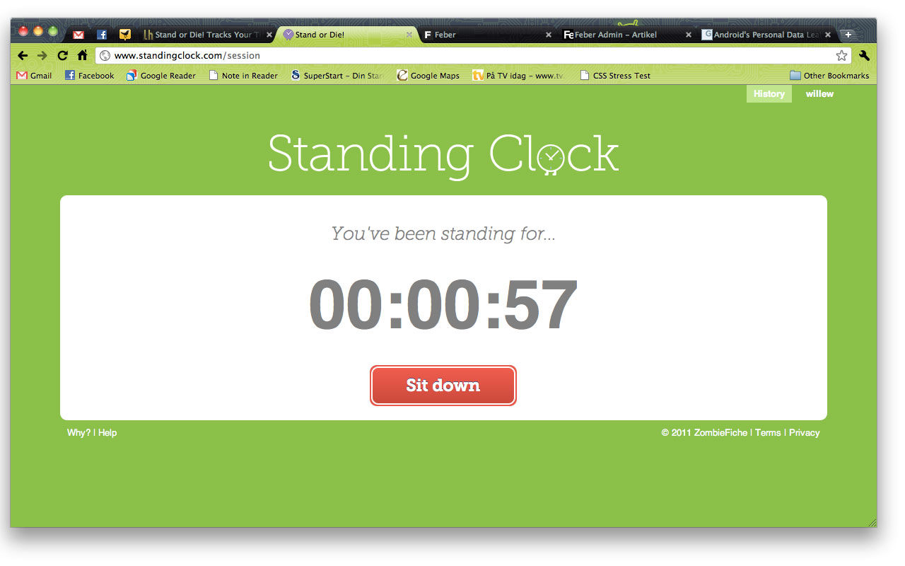 Klocka som tar tiden på hur länge du står upp