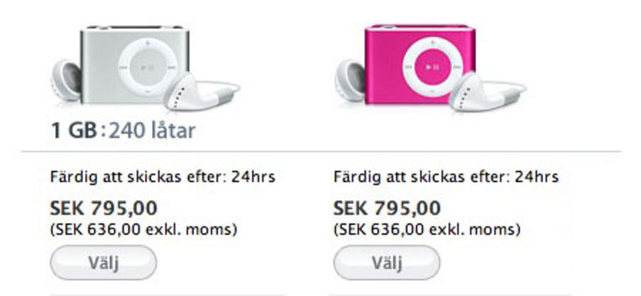 Storbritannien får sänkt pris på iPod shuffle