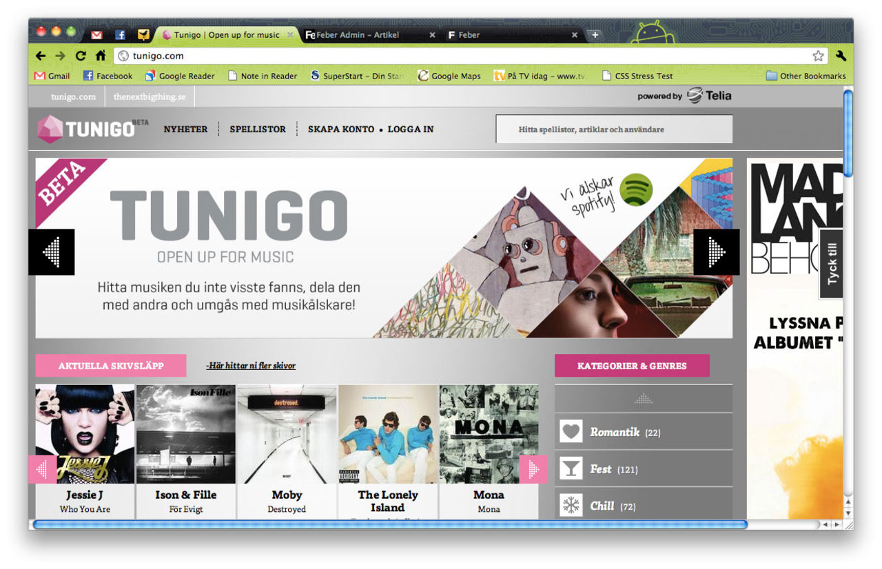 Tunigo hjälper dig med spellistor till Spotify