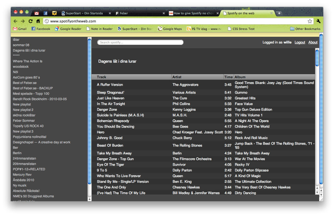 Webbversion av Spotify