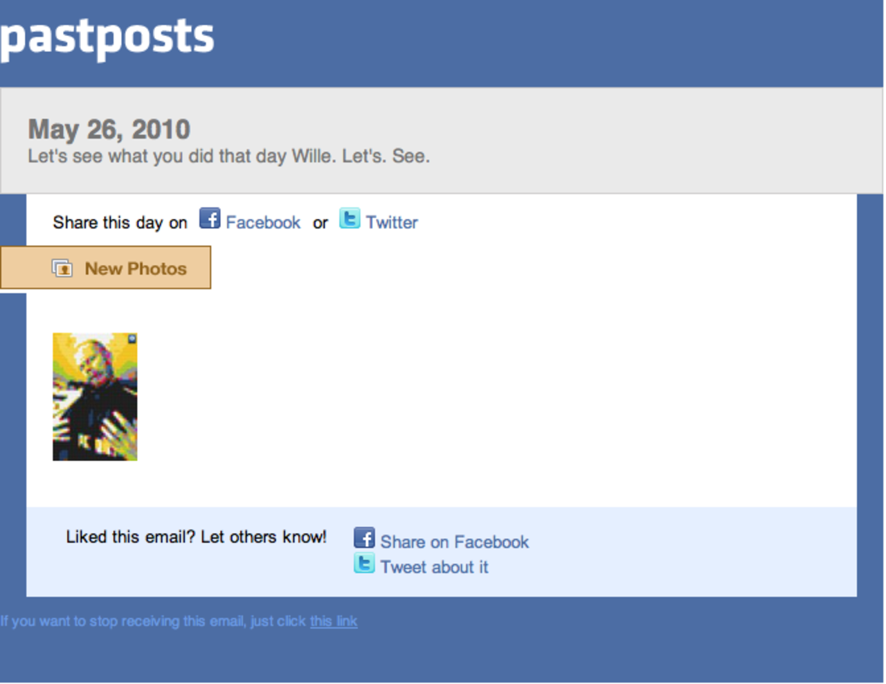 PastPosts berättar vad du gjorde för ett år sedan