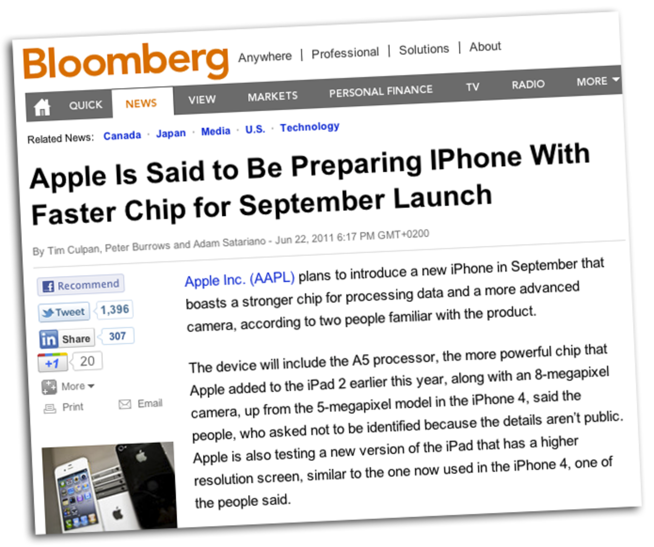Bloomberg svämmar över med Apple-rykten