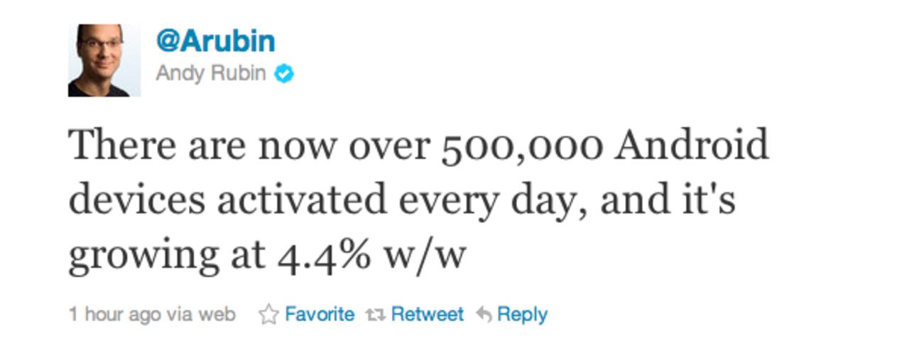 En halv miljon Android-apparater aktiveras nu varje dag