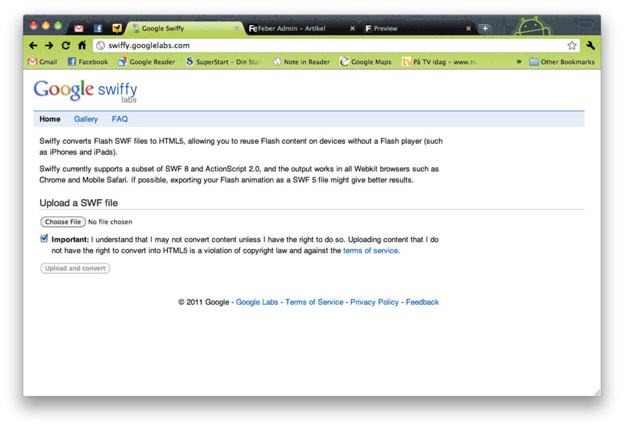 Google Swiffy konverterar Flash till HTML5