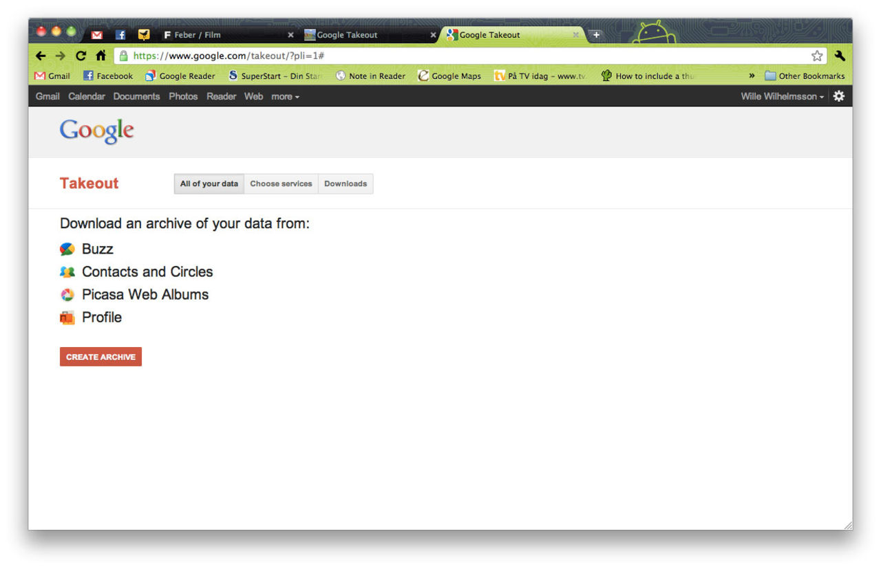 Google Takeout sparar ner din Google-data lokalt