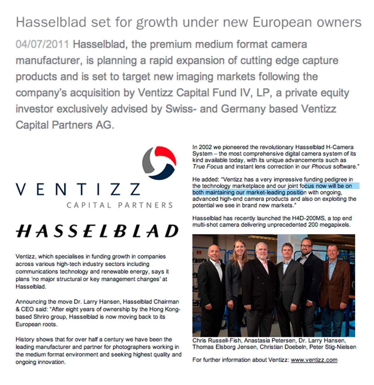 Hasselblad byter ägare