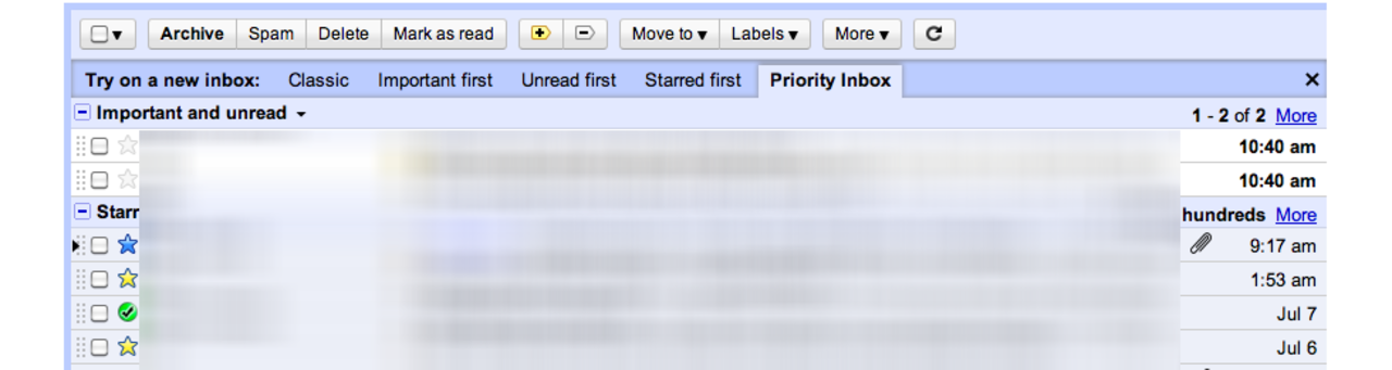 Ny design på Gmails inbox
