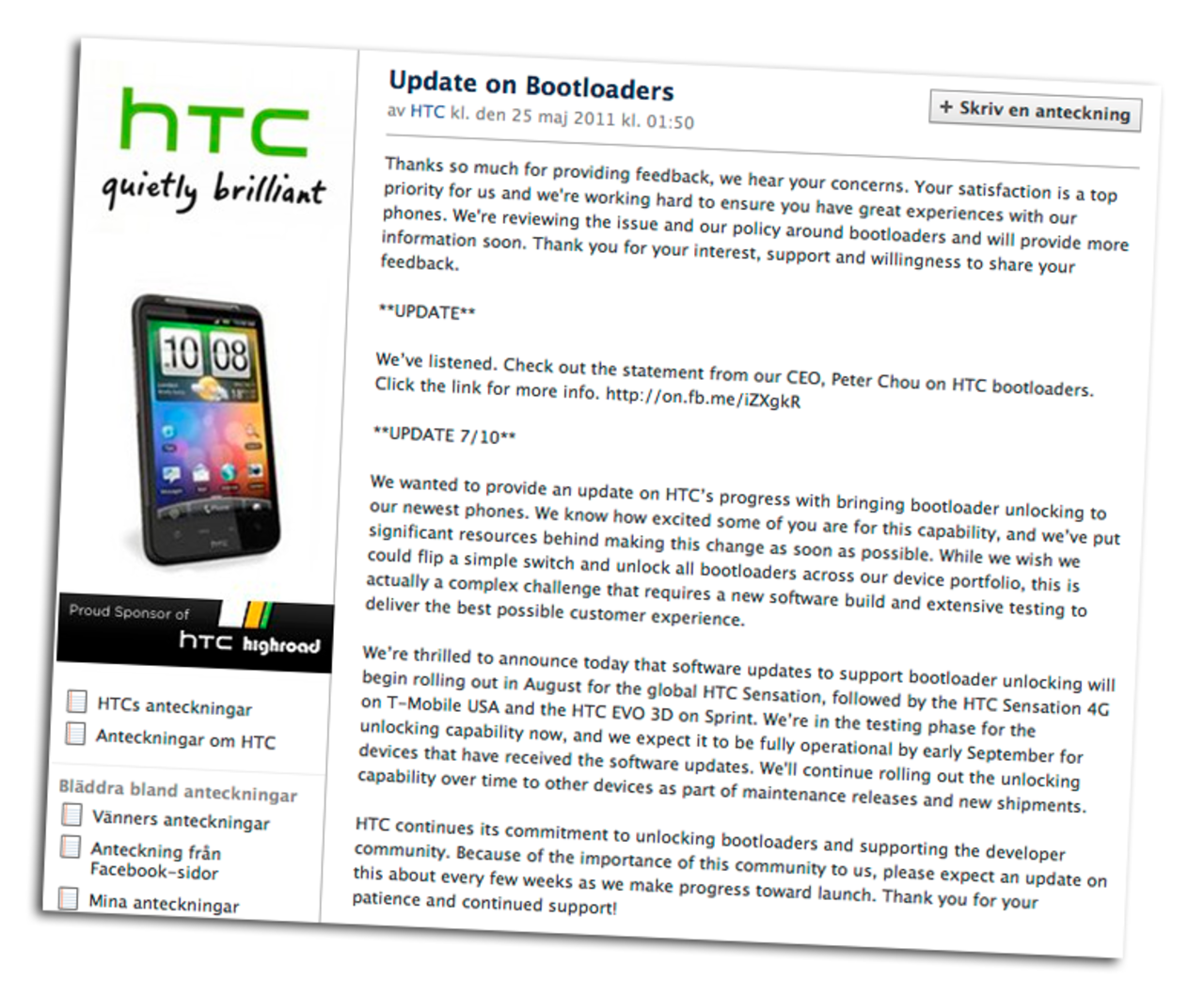 HTC Sensation låses upp i augusti