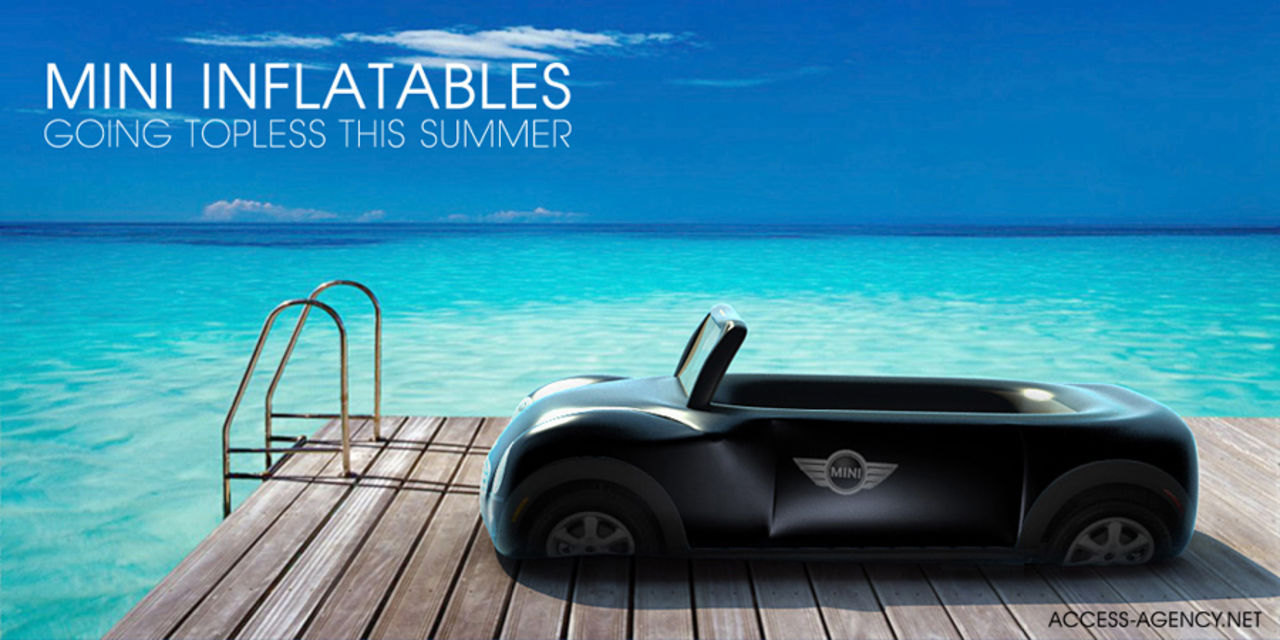 Uppblåsbar Mini Cooper för stranden