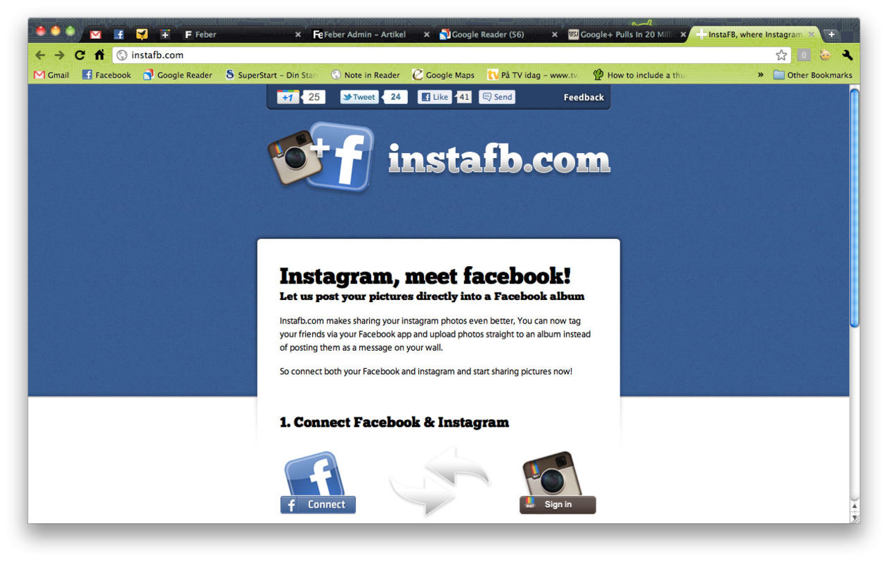 För över dina Instagram-bilder till Facebook med InstaFB