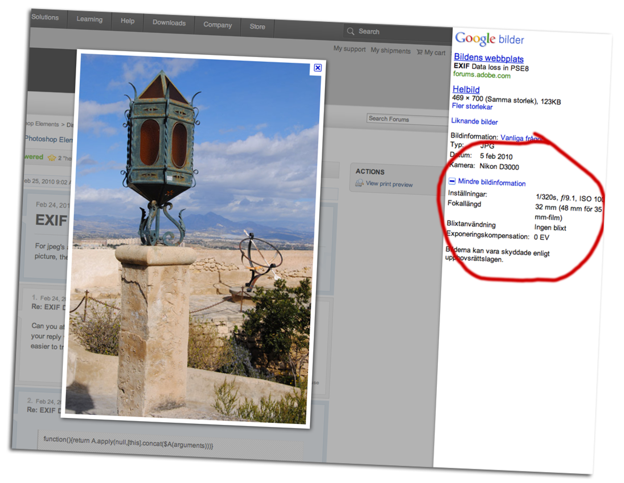 Googles bildsök, nu med Exif-info