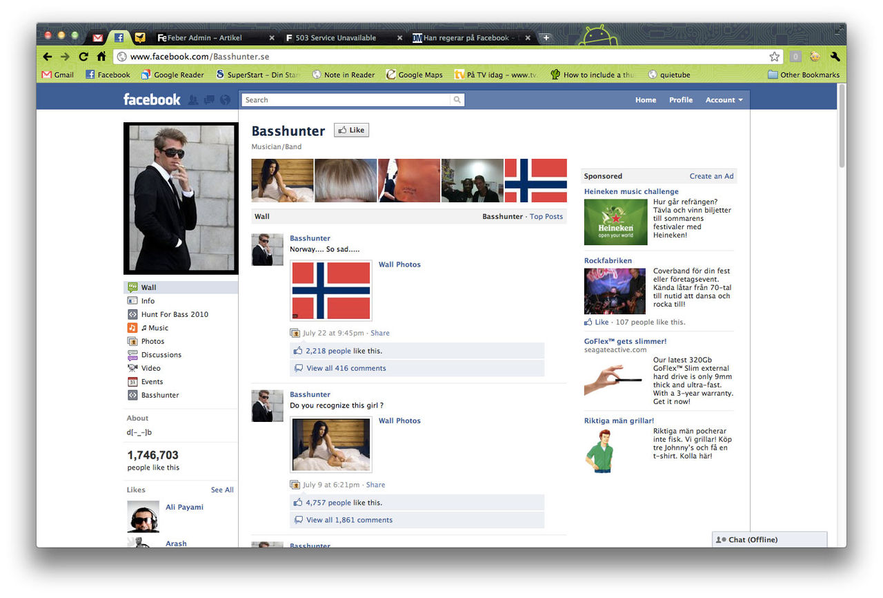 Basshunter största svenska artist på Facebook