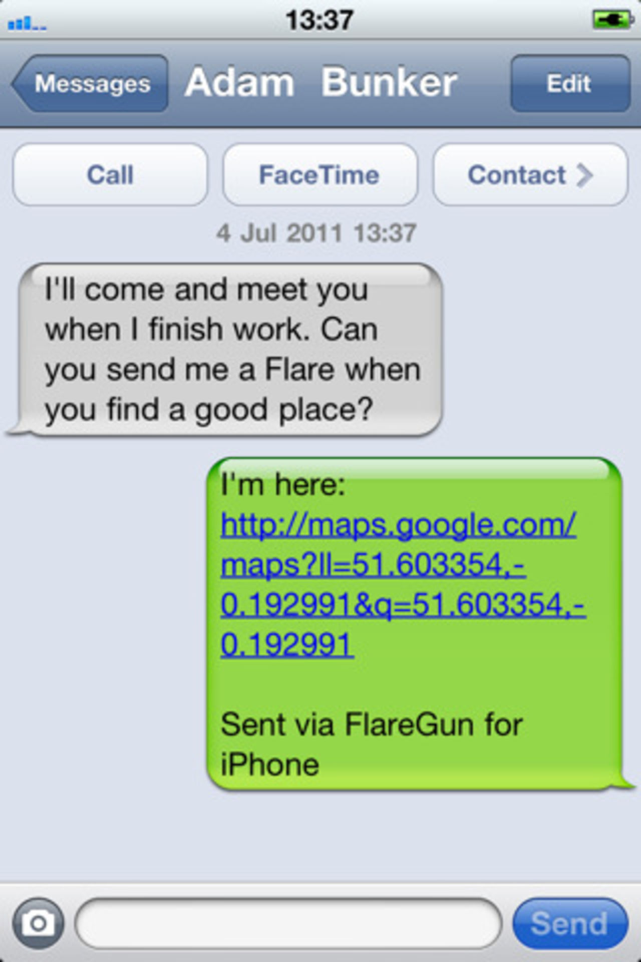 FlareGun skickar kordinater snabbt