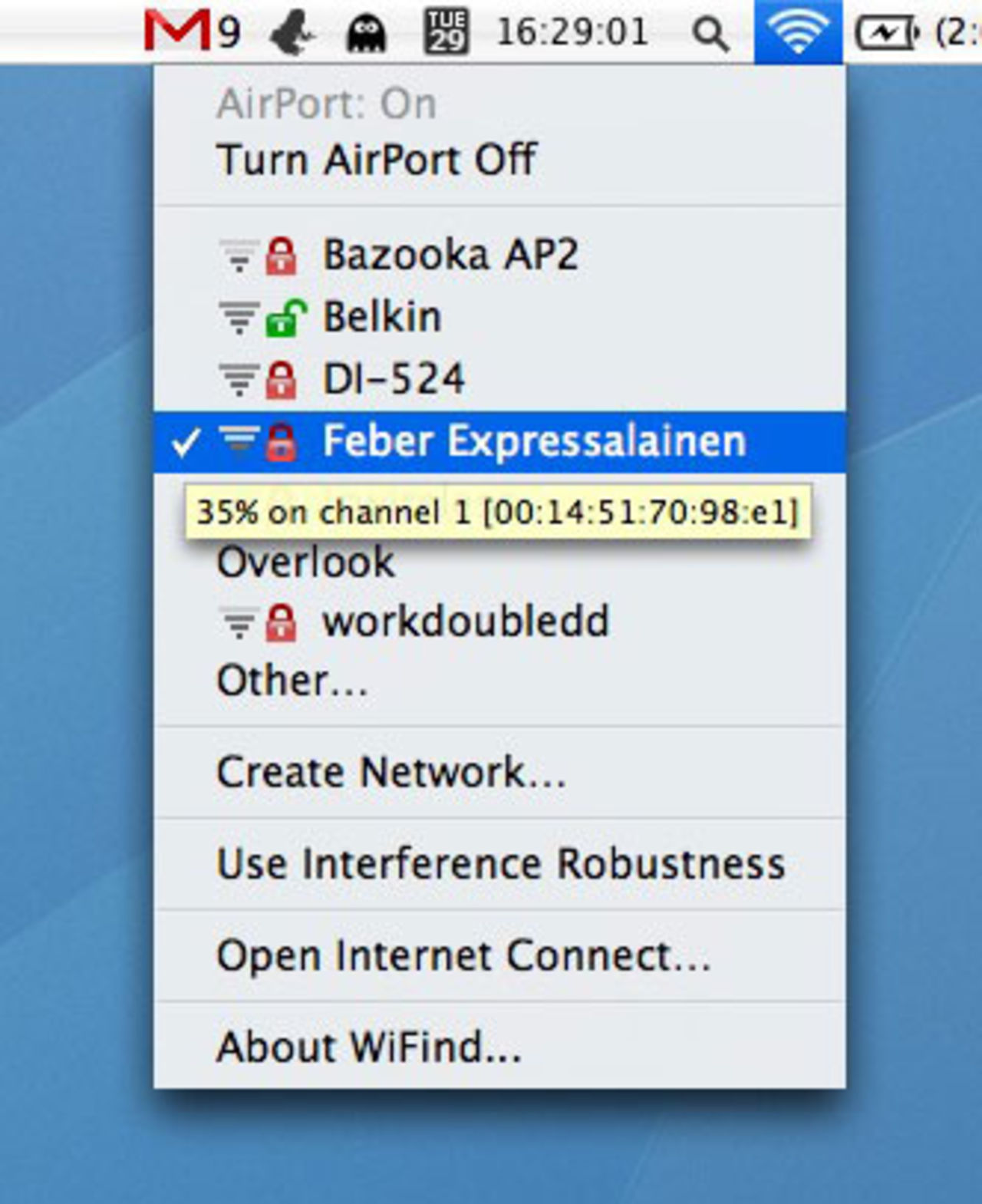 WiFind hittar nätverket