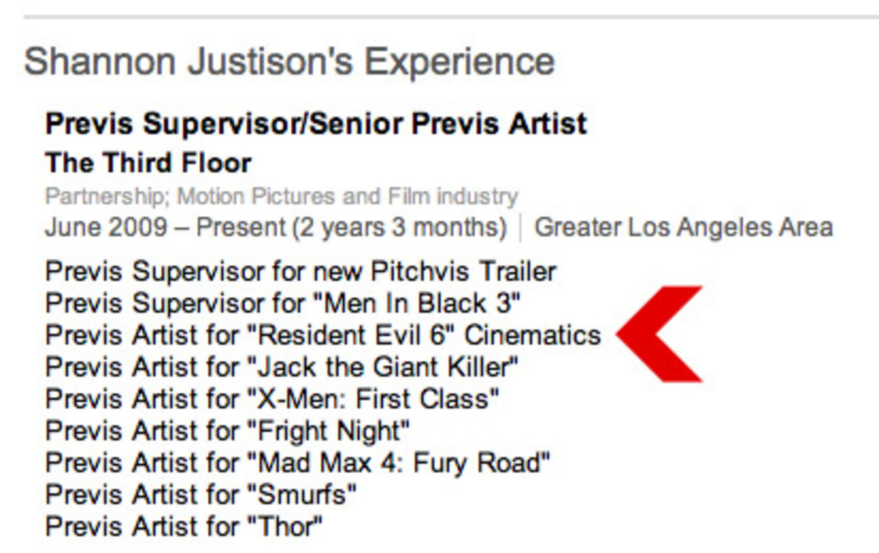 LinkedIn-profil avslöjar Resident Evil 6