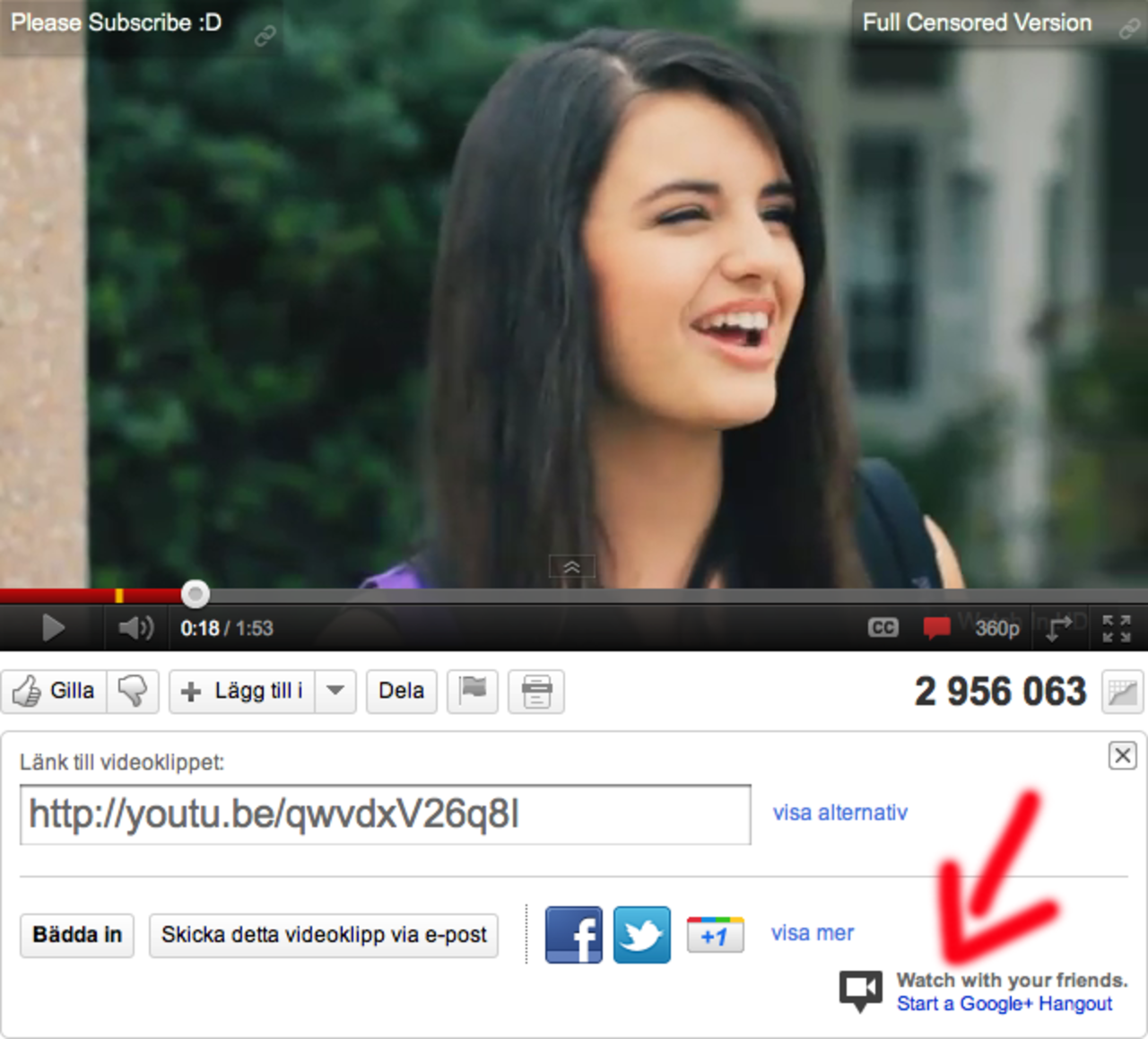 Titta på YouTube-klipp tillsammans med dina Google+-vänner