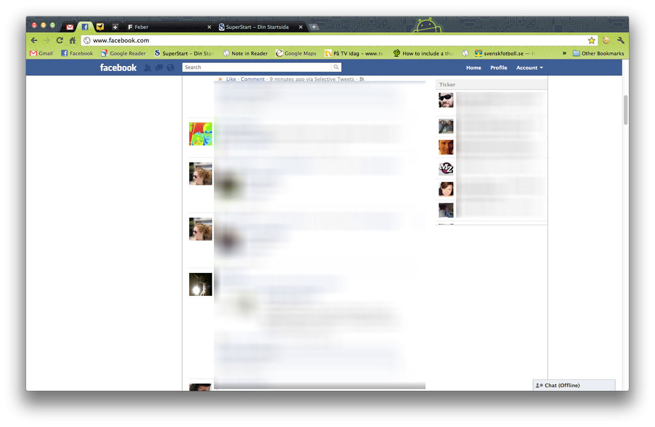 Facebook lanserar ticker