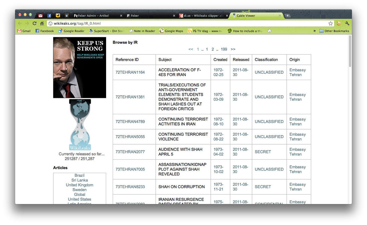 Wikileaks släpper samtliga cablegate-dokument