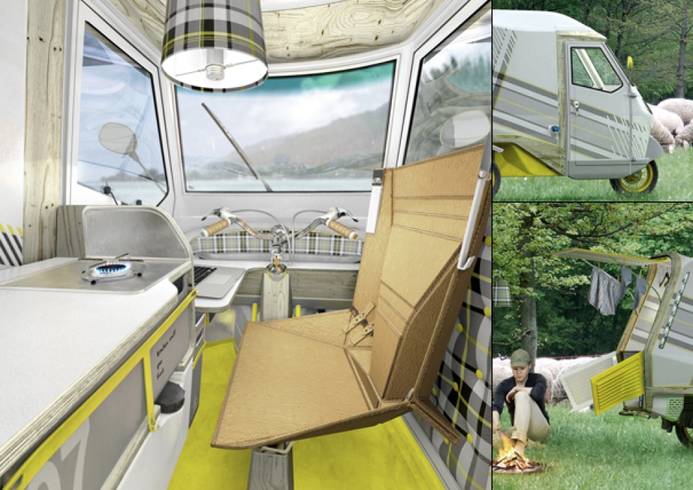 Piaggio APE 50 med camping-funktion